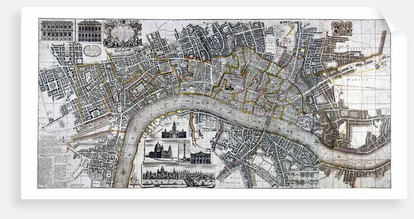 Map of the City of London, City of Westminster, River Thames, Lambeth and Southwark by Anonymous