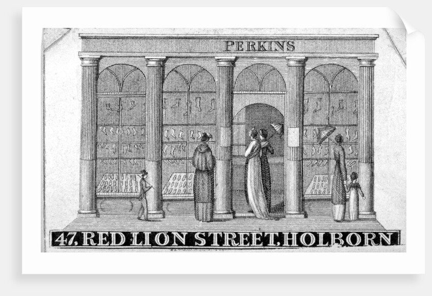 Shop front of Perkins ladies' shoe shop at 47 Red Lion Street, Holborn, London by Anonymous