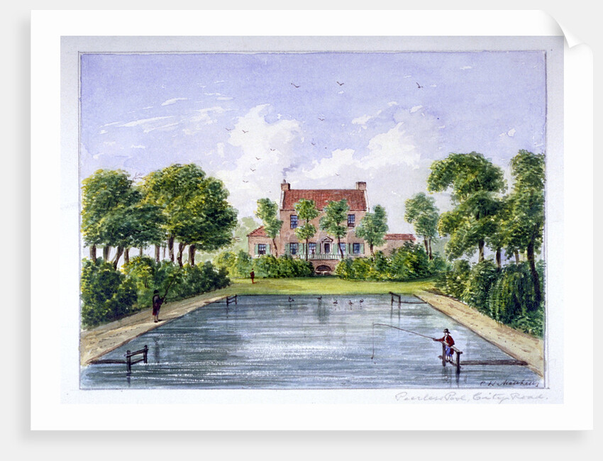 People fishing in Peerless Pool, City Road, Finsbury, London by CH Matthews