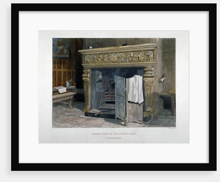 View of a chimney piece in the Baptist's Head Inn, Clerkenwell, London by John Wykeham Archer