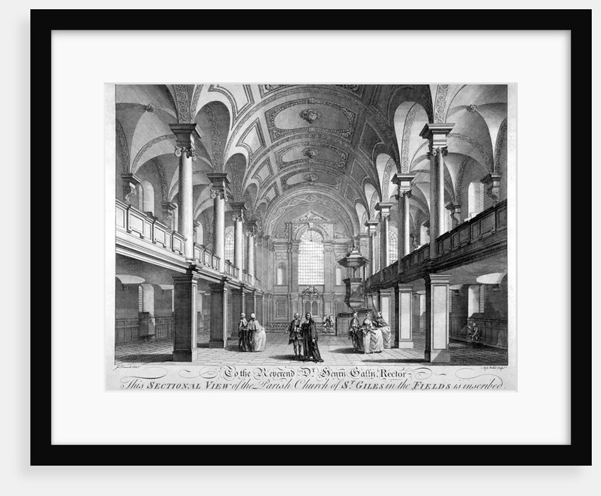 Sectional view of the Church of St Giles in the Fields, Holborn, London by Anthony Walker