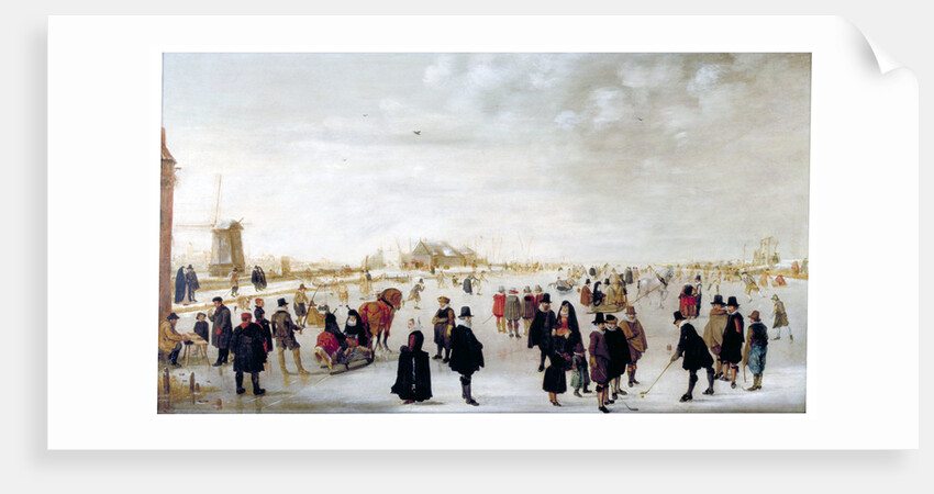 Winter landscape on the River Ijsel near Kampen by Hendrick Avercamp