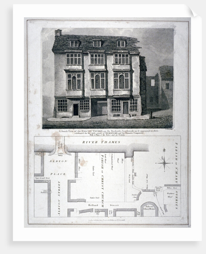 South view of the Falcon Tavern, Bankside, Southwark, London, as it appeared in 1805 (1811) by William Wise