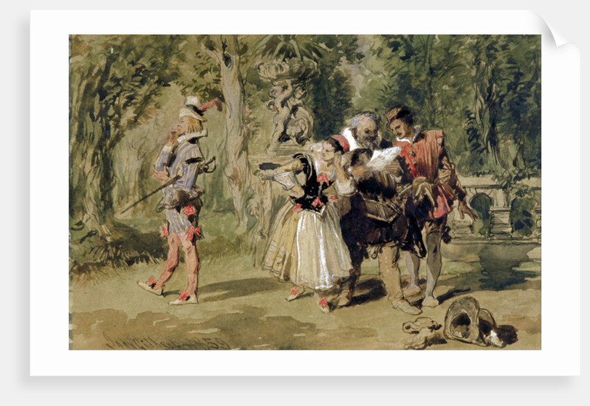 Sir Andrew Aguecheek Writes a Challenge by Sir John Gilbert