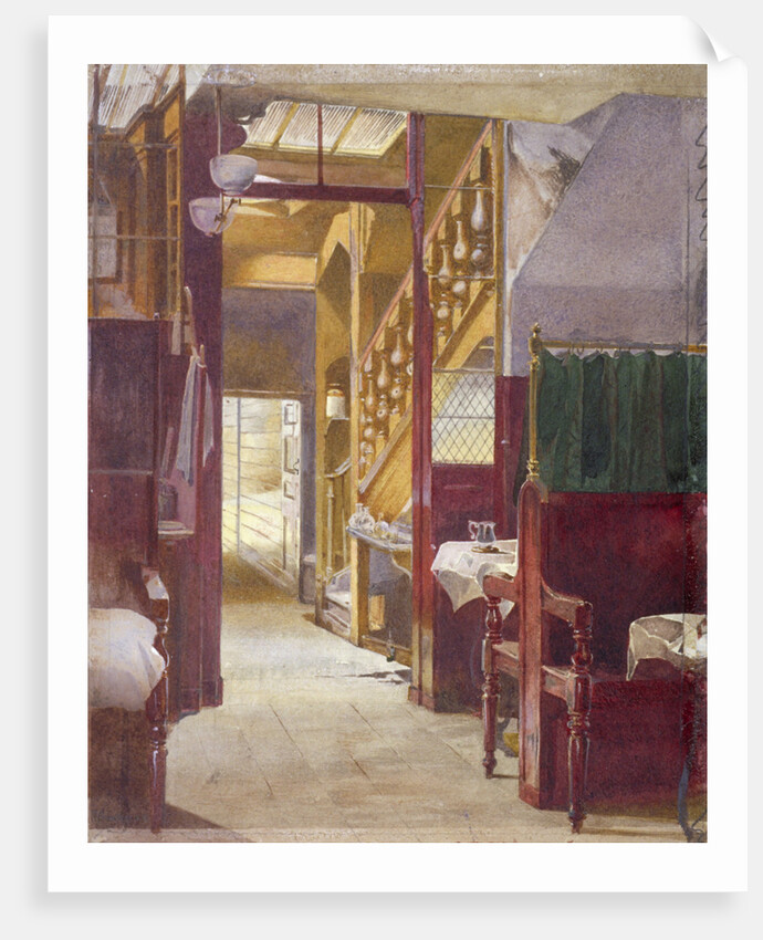 Interior view showing the staircase at the Cock Tavern, Fleet Street, City of London by John Crowther