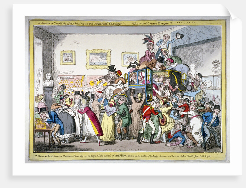 A swarm of English bees hiving in the Imperial carriage!! a scene at the London Museum by George Cruikshank