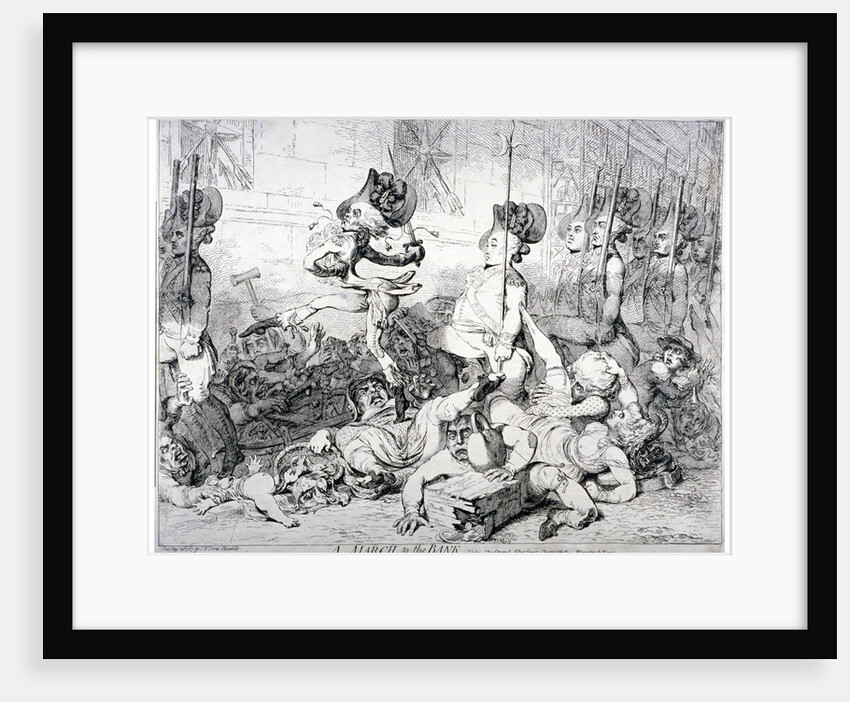 A march to the Bank, vide the Strand, Fleet Street, Cheapside &c morning & evening by James Gillray