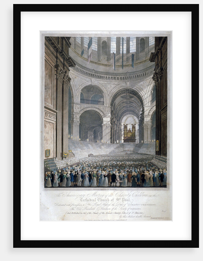 Anniversary meeting of the charity children in St Paul's Cathedral, City of London by Robert Havell