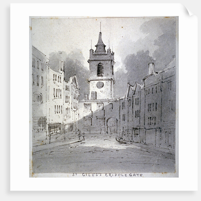 Church of St Giles without Cripplegate from Fore Street, City of London by John Claude Nattes