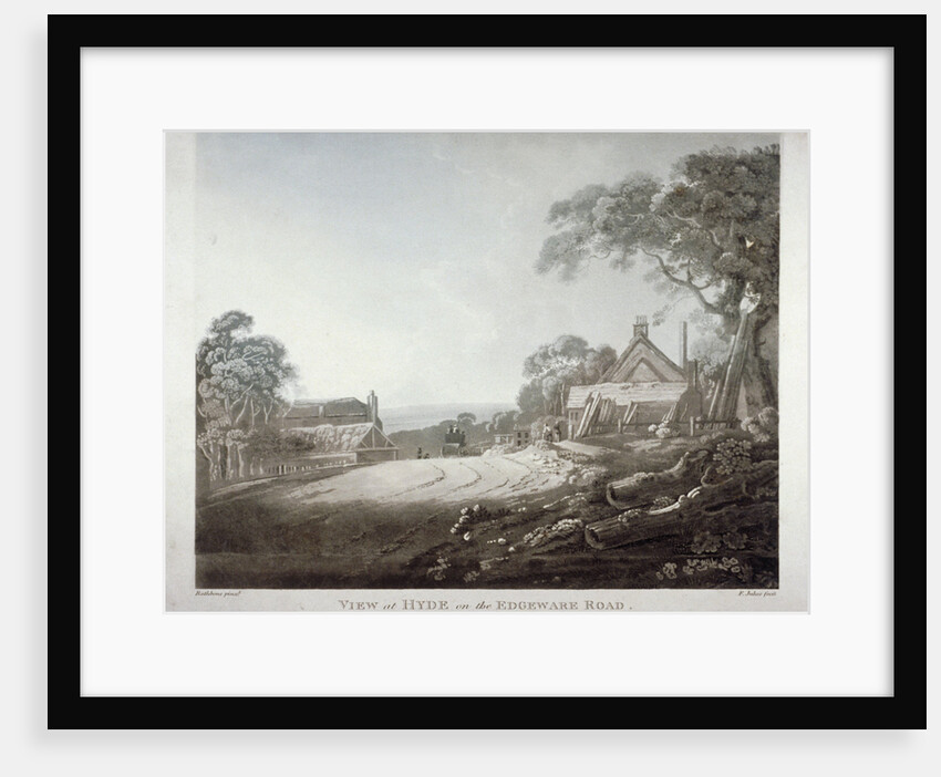 A horse-drawn carriage disappearing over a hill on the Edgware Road, London by Francis Jukes