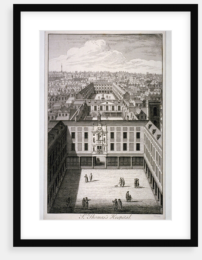 A bird's-eye view of St Thomas's Hospital in Southwark, London by Toms