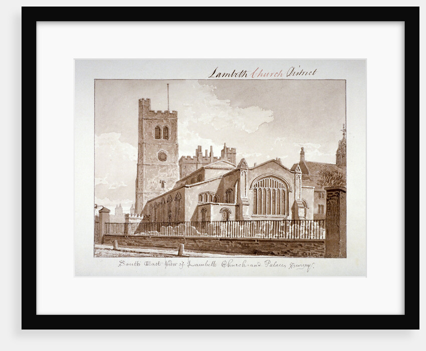 South-east view of the Church of St Mary, Lambeth, London by John Chessell Buckler