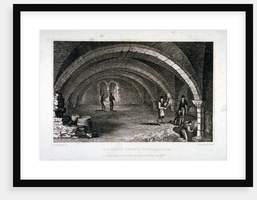Interior view of the crypt, St Saviour's Church, Southwark, London by J Shury