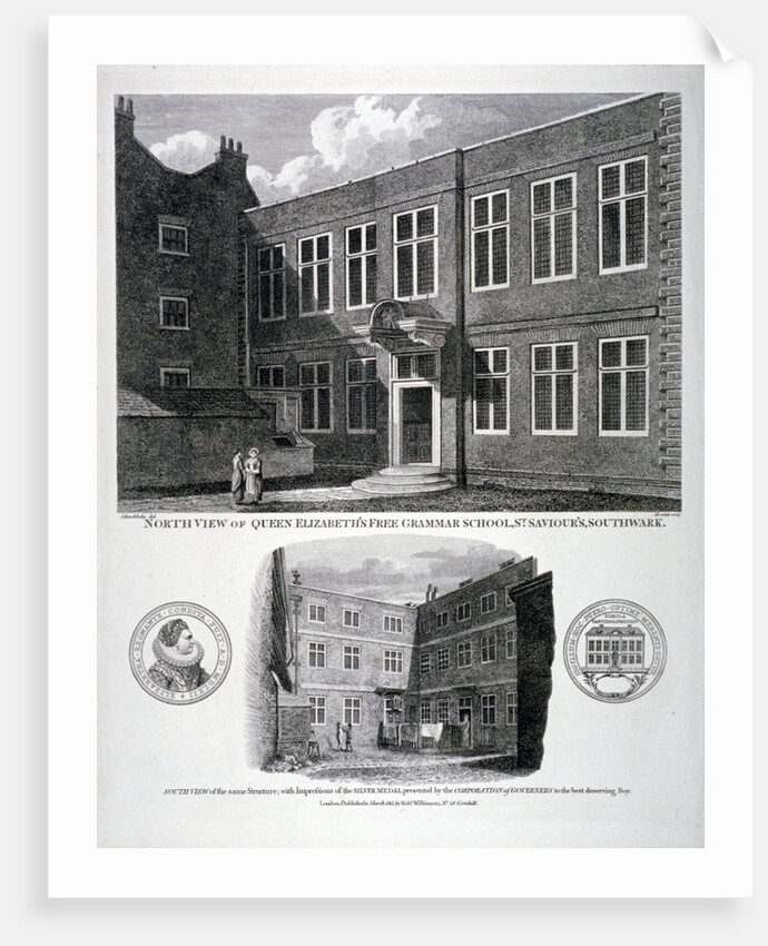 Queen Elizabeth's Free Grammar School, St Saviour's Churchyard, Southwark, London by G Howlett