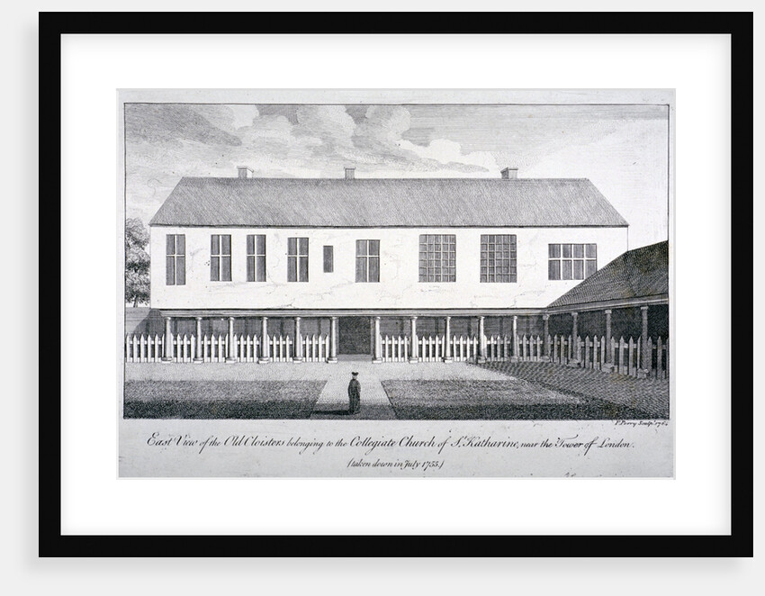 East view of the old cloisters at the Church of St Katherine by the Tower, Stepney, London by F Perry