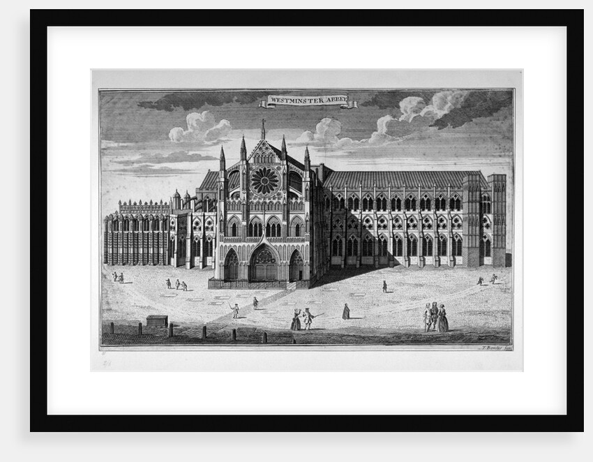 View of the west end of Westminster Abbey before the addition of towers, London by Thomas Bowles