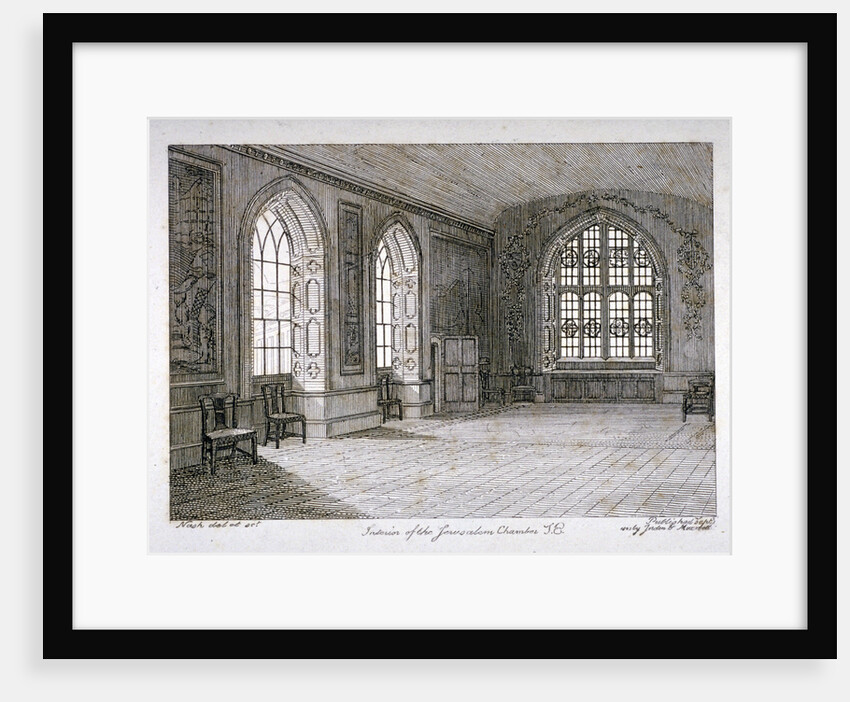 Interior view of the Jerusalem Chamber in Westminster Abbey, London by Frederick Nash