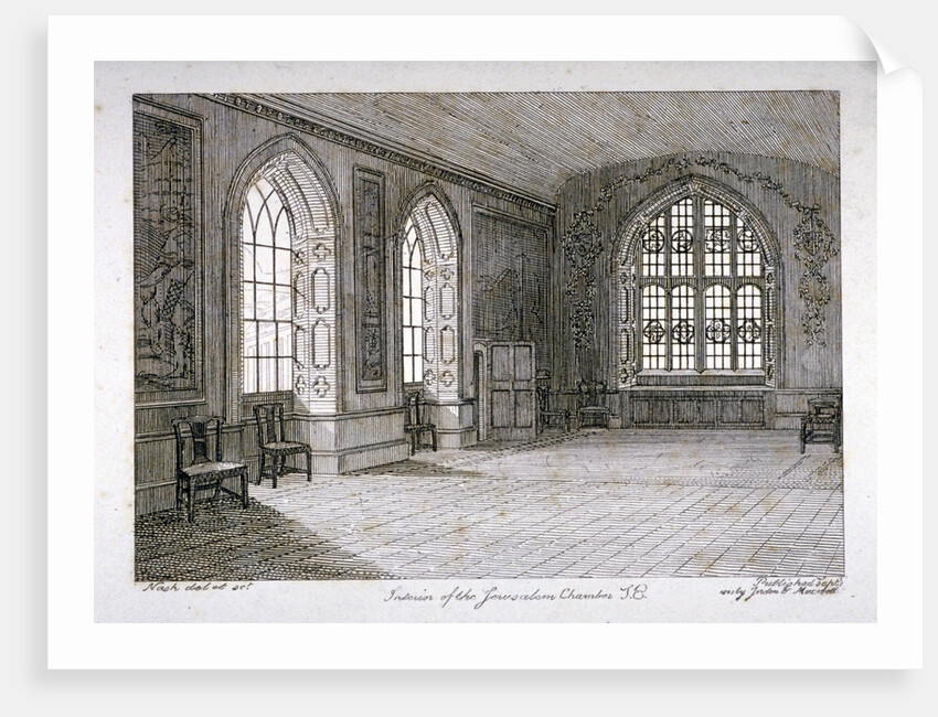 Interior view of the Jerusalem Chamber in Westminster Abbey, London by Frederick Nash