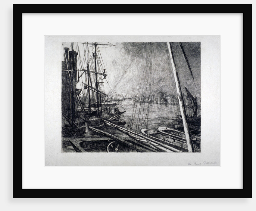 Pool of London from Rotherhithe, with ships in the foreground by Edwin Edwards