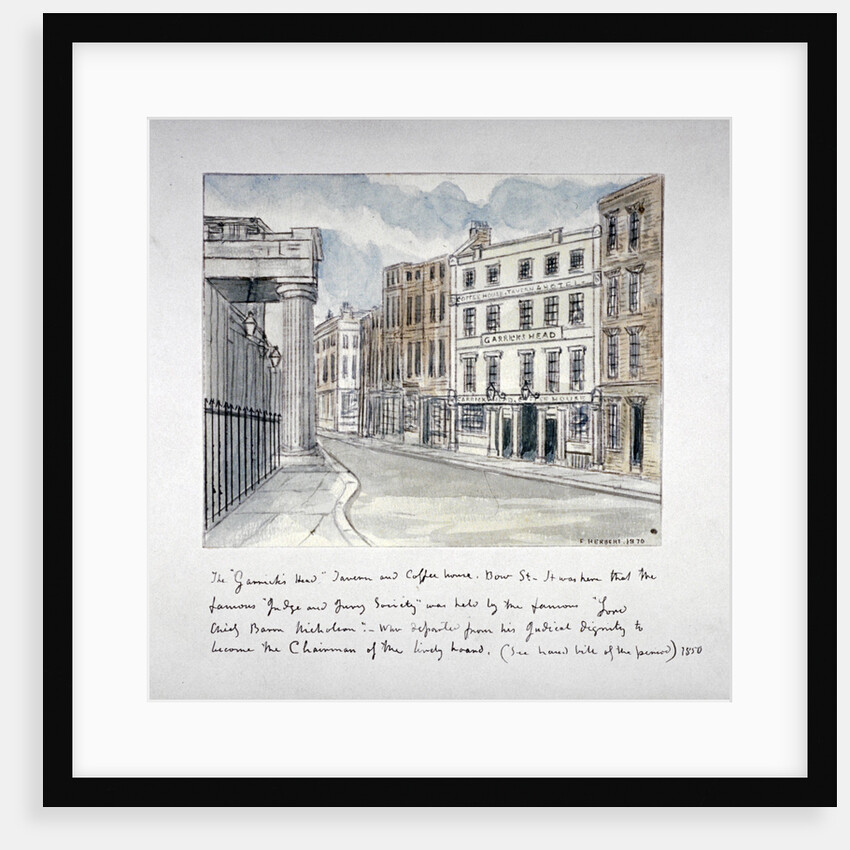 The Garrick's Head Tavern, Bow Street, Westminster, London by F Herbert