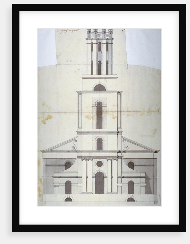 Front elevation of the Church of St George in the East, Stepney, London by Anonymous