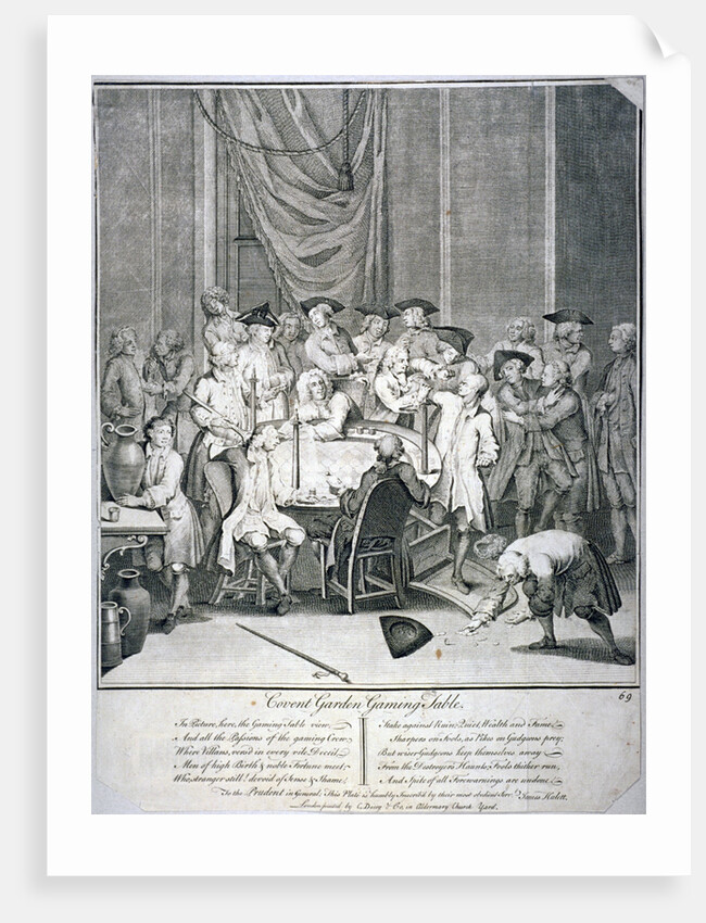 Gaming table scene in Covent Garden, Westminster, London by James Hulett