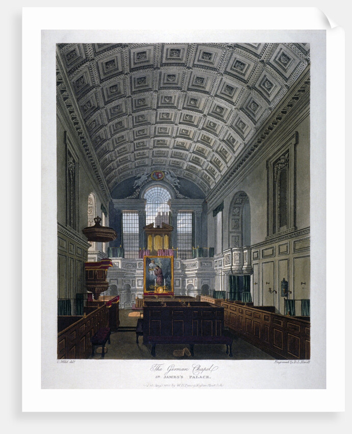 Interior view of the Chapel Royal in St James's Palace, Westminster, London by Daniel Havell