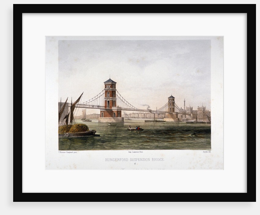 View of Hungerford Bridge from the east, London by Louis Julien Jacottet
