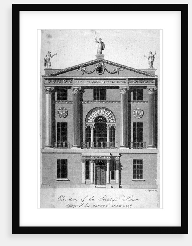 Front elevation of the Society of Arts building in John Adam Street, Westminster, London by Isaac Taylor