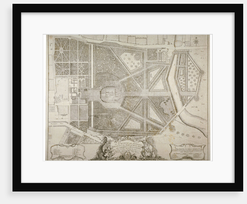 Plan of Kensington Palace and gardens, London by John Rocque