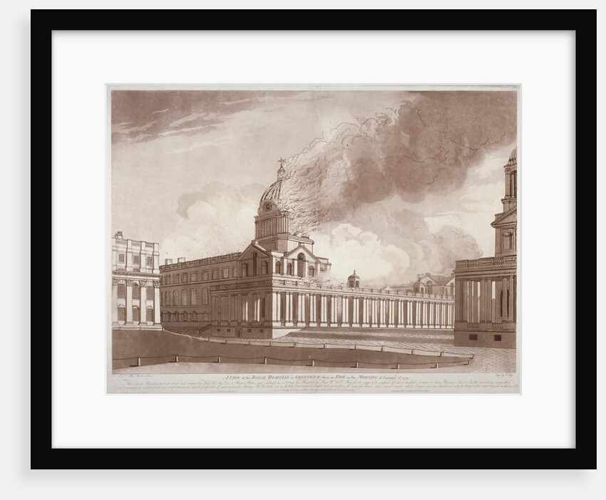 View of the fire at Greenwich Hospital, London, on the morning of 2nd January by E Edye