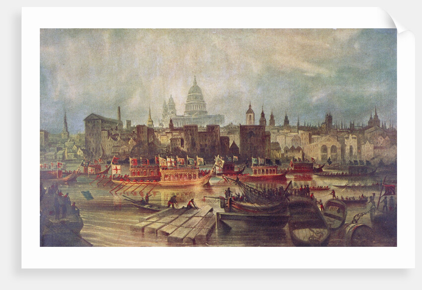 The Lord Mayor's procession by water to Westminster, London by Anonymous