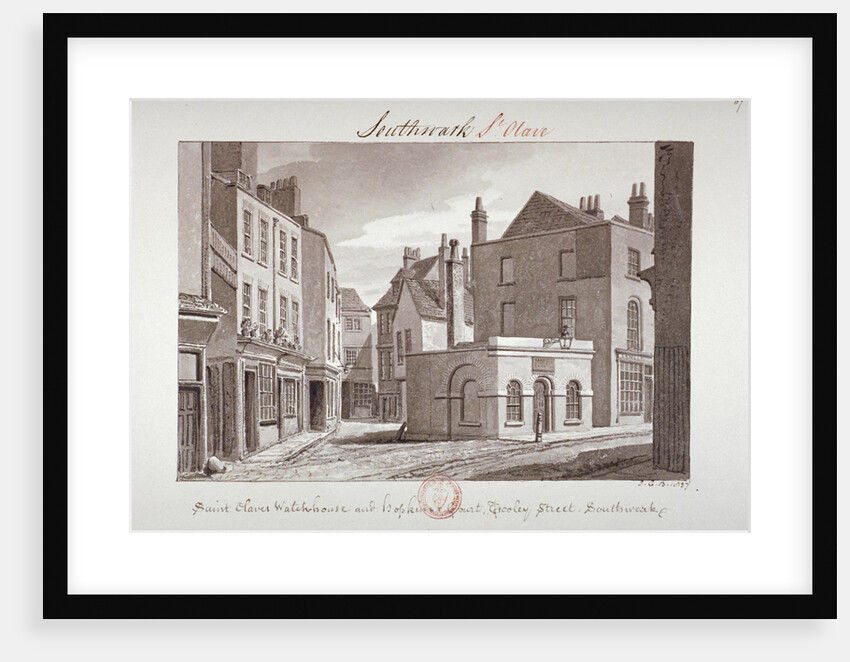 Saint Olave's Watchhouse and Hopkin's Court near Tooley Street, Southwark, London by John Chessell Buckler