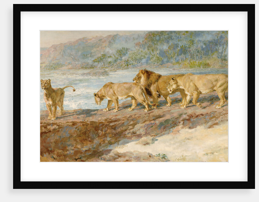 On the bank of an African river by Briton Riviere