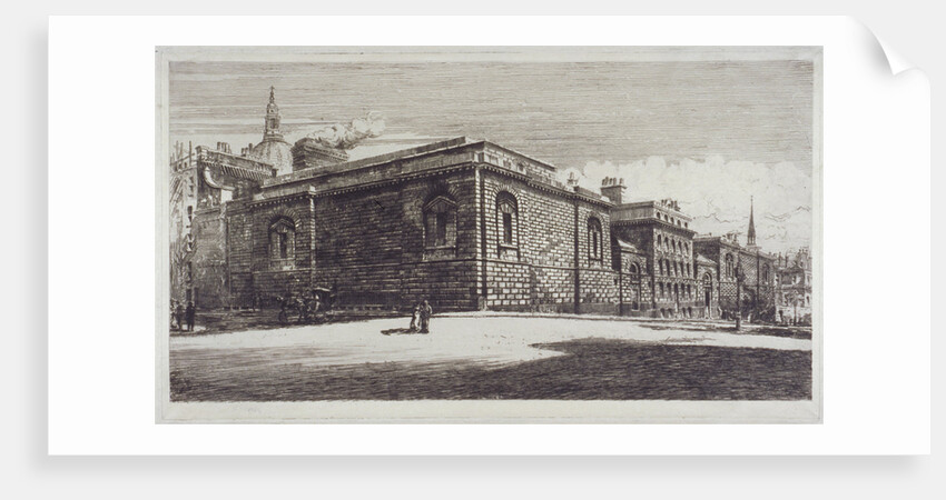 View of Newgate Prison, Old Bailey, from Newgate Street, City of London by William Monk