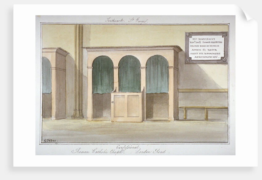 The confessional in the Roman Catholic Chapel on London Road, Southwark, London by G Yates