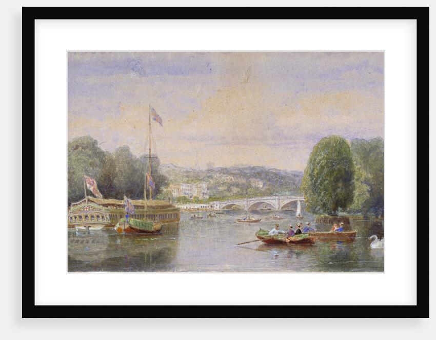 The River Thames with Richmond Bridge and Richmond Hill in the distance, London by George Henry Andrews