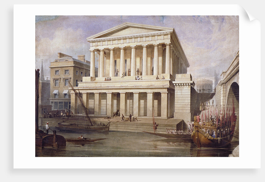 Proposed view of Fishmongers' Hall near London Bridge, City of London by Frederick Nash