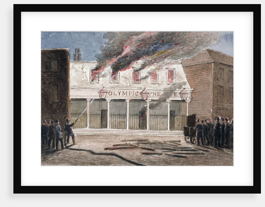 Fire at the Olympic Theatre, Wych Street, Westminster, London by J Maund