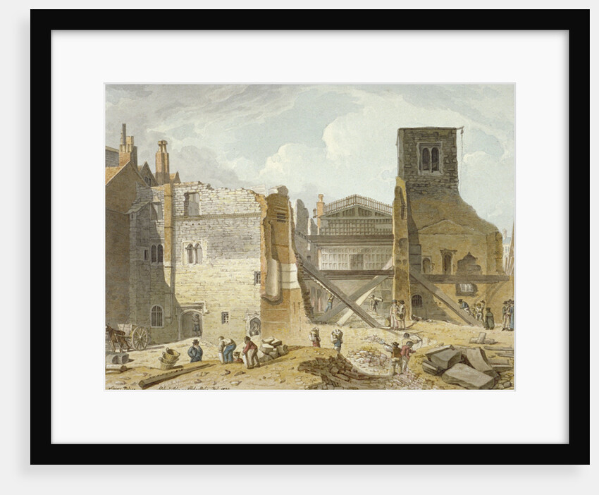 View of the demolition of the Savoy Palace, Westminster, London by Robert Blemmell Schnebbelie