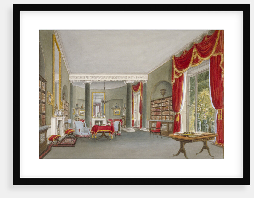 Interior view of the library drawing room in Bromley Hill, Bromley, Kent by John Buckler