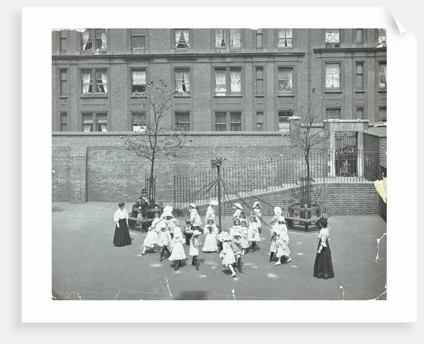 Dancing around the maypole, Hugh Myddelton School, Finsbury, London, 1906 by Unknown