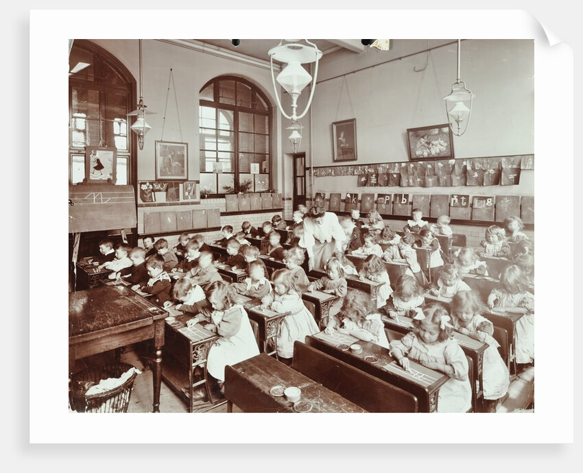 Writing lesson, Hugh Myddelton School, Finsbury, London, 1906 by Unknown