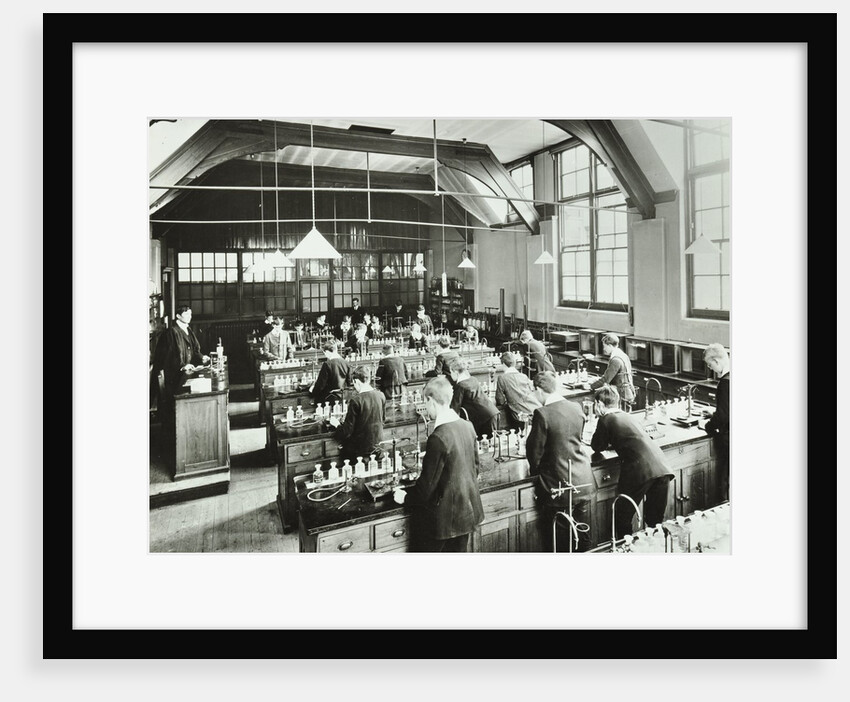 Boys in a chemistry laboratory, Hackney Downs School, London, 1911 by Unknown