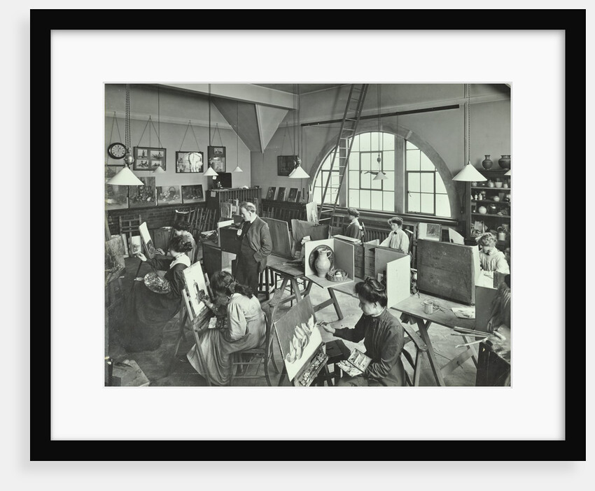 Female students painting still lifes, Hammersmith School of Arts and Crafts, London, 1910 by Unknown