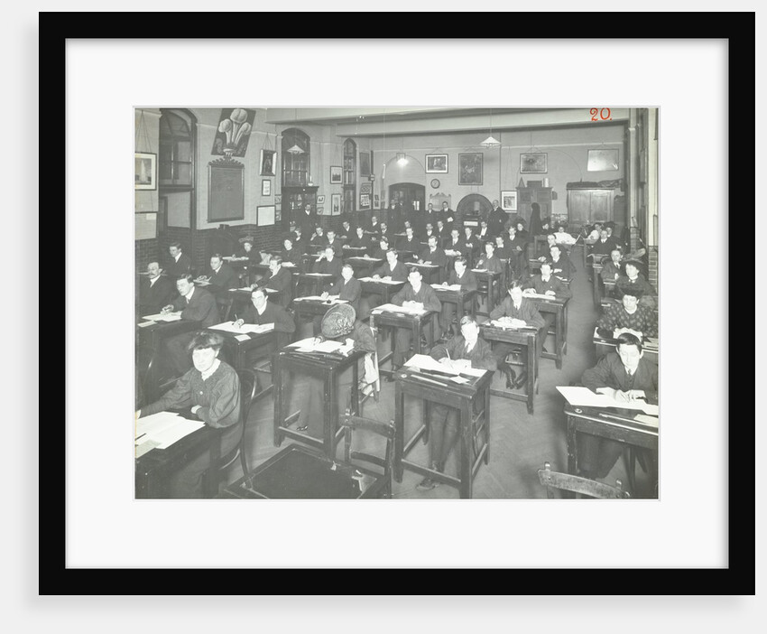 Examination class for male and female students, Queen's Road Evening Institute, London, 1908 by Unknown