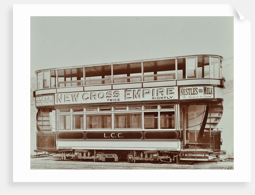 Double-decker electric tram with advertisement for the New Cross Empire, 1907 by Unknown