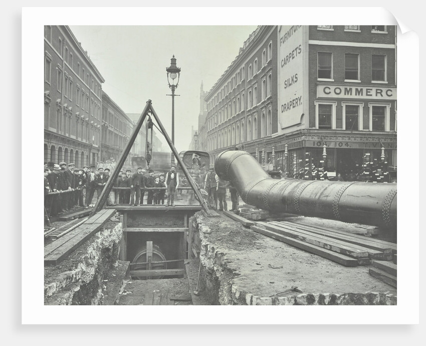Replacing an old gas main, Commercial Street, London, 1906 by Unknown