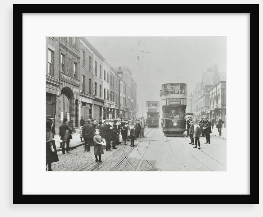 Pedestrians and trams in Commercial Street, Stepney, London, 1907 by Unknown
