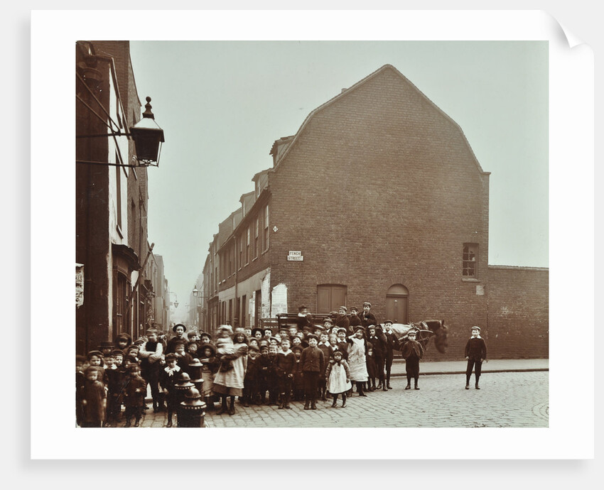 Crowd of East End children, Red Lion Street, Wapping, London, 1904 by Unknown